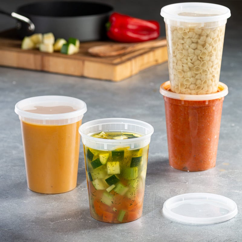 Zeml [24 Sets] 32 oz. Deli Food Storage Freezer Containers With Leak-proof Lids - Image 3